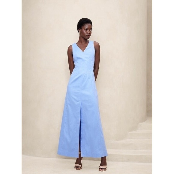 Banana Republic Dresses & Skirts - Banana Republic Women's Linen Maxi Dress Sz 18 Light Blue Resort Vacation Cruise